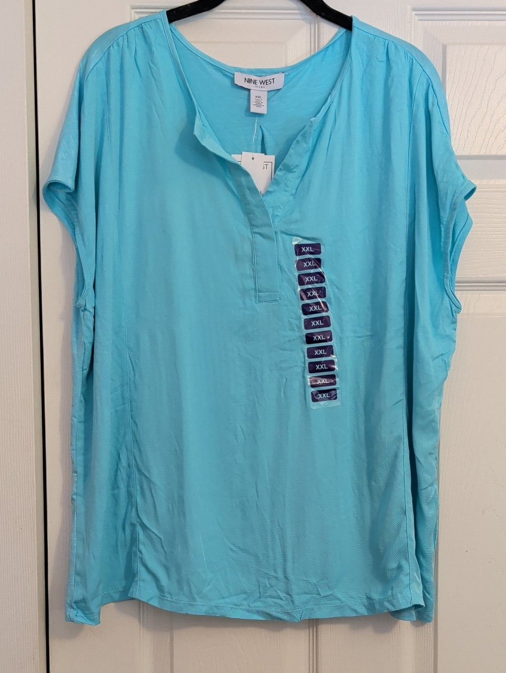Nine West Women S Short Cap Sleeve V-Neck Fashion Top